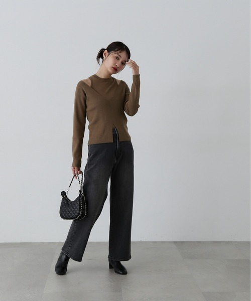 N.（N. Natural Beauty Basic）（エヌエヌナチュラルビューティーベーシック）の「◆アメスリタンク＆Vネックニットセット（ニット/セーター・レディース・ブラウン/ブラック/オフホワイト・MEDIUM）」の9枚目の写真