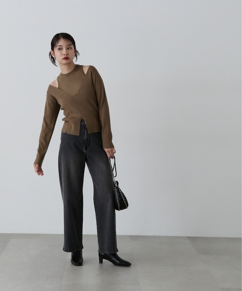 N.（N. Natural Beauty Basic）（エヌエヌナチュラルビューティーベーシック）の「◆アメスリタンク＆Vネックニットセット（ニット/セーター・レディース・ブラウン/ブラック/オフホワイト・MEDIUM）」の11枚目の写真