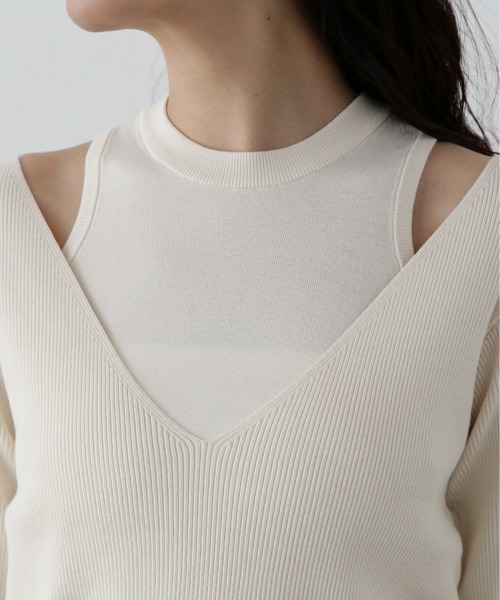 N.（N. Natural Beauty Basic）（エヌエヌナチュラルビューティーベーシック）の「◆アメスリタンク＆Vネックニットセット（ニット/セーター・レディース・ブラウン/ブラック/オフホワイト・MEDIUM）」の17枚目の写真