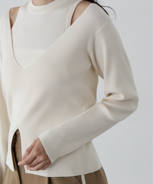 N.（N. Natural Beauty Basic）（エヌエヌナチュラルビューティーベーシック）の「◆アメスリタンク＆Vネックニットセット（ニット/セーター・レディース・ブラウン/ブラック/オフホワイト・MEDIUM）」の18枚目の写真