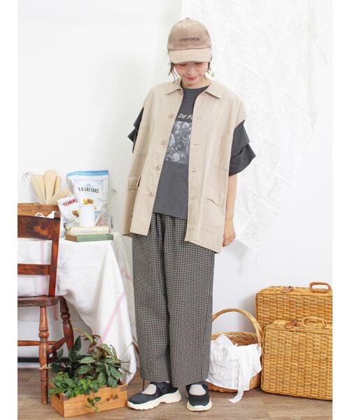 Samansa Mos2（サマンサ モスモス）の「【速乾/UVカット】ぽこぽこギンガムチェックパンツ（その他パンツ・レディース・マスタード/ブラック/オレンジ・F）」の8枚目の写真