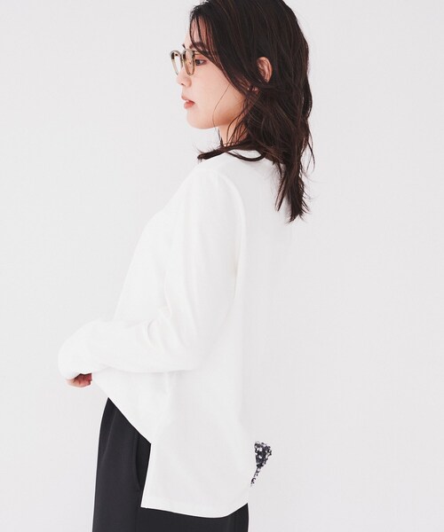 UNTITLED（アンタイトル）の「◆【コットン100】ロングスリーブTシャツ（Tシャツ/カットソー・レディース・オフホワイト/ブラック系2/ブラック・00/02/04/44/48/50）」の14枚目の写真