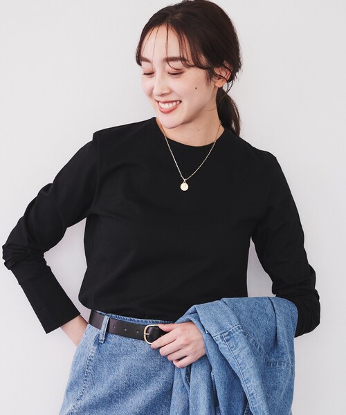 UNTITLED（アンタイトル）の「◆【コットン100】ロングスリーブTシャツ（Tシャツ/カットソー・レディース・オフホワイト/ブラック系2/ブラック・00/02/04/44/48/50）」の18枚目の写真