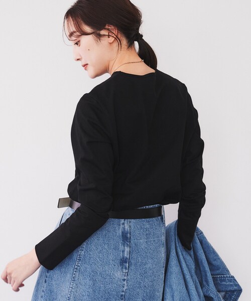 UNTITLED（アンタイトル）の「◆【コットン100】ロングスリーブTシャツ（Tシャツ/カットソー・レディース・オフホワイト/ブラック系2/ブラック・00/02/04/44/48/50）」の19枚目の写真