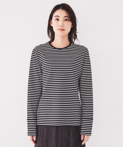 UNTITLED（アンタイトル）の「◆【コットン100】ロングスリーブTシャツ（Tシャツ/カットソー・レディース・オフホワイト/ブラック系2/ブラック・00/02/04/44/48/50）」の7枚目の写真