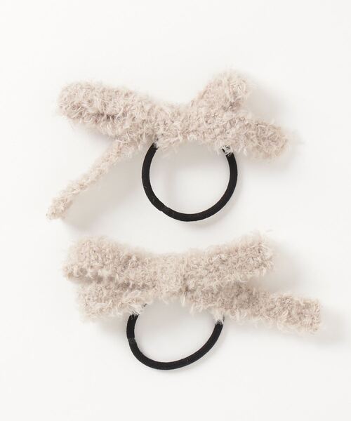 RUBY AND YOU（ルビーアンドユー）の「［select］ニット リボンヘアゴム 2個セット（ヘアゴム・レディース・ブラウン/ベージュ/グレー/ブラック・FREE）」の4枚目の写真