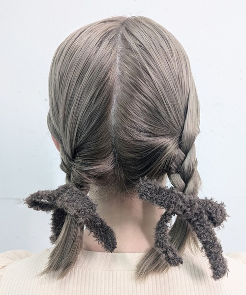 RUBY AND YOU（ルビーアンドユー）の「［select］ニット リボンヘアゴム 2個セット（ヘアゴム・レディース・ブラウン/ベージュ/グレー/ブラック・FREE）」の16枚目の写真