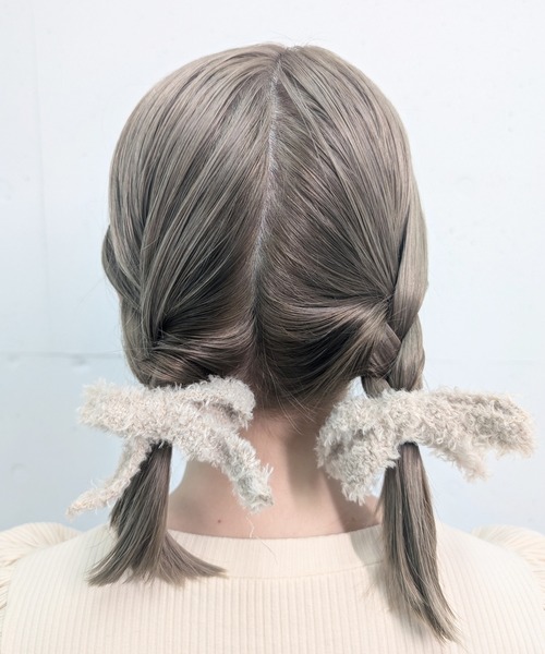 RUBY AND YOU（ルビーアンドユー）の「［select］ニット リボンヘアゴム 2個セット（ヘアゴム・レディース・ブラウン/ベージュ/グレー/ブラック・FREE）」の6枚目の写真