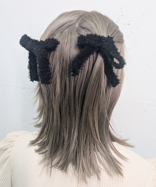 RUBY AND YOU（ルビーアンドユー）の「［select］ニット リボンヘアゴム 2個セット（ヘアゴム・レディース・ブラウン/ベージュ/グレー/ブラック・FREE）」の5枚目の写真