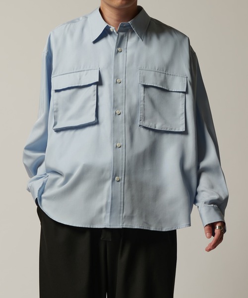 Lui's(ルイス)の「ダブルポケットリヨセルシャツ(シャツ/ブラウス・メンズ・ブラック/サックスブルー・FREE)」の9枚目の写真