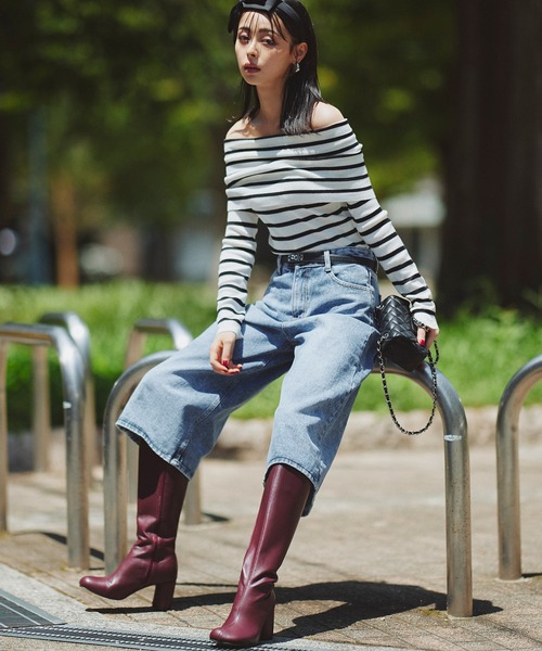 【JOHN LAWRENCE SULLIVAN】ワイドデニムパンツ Washed denim super wide pants