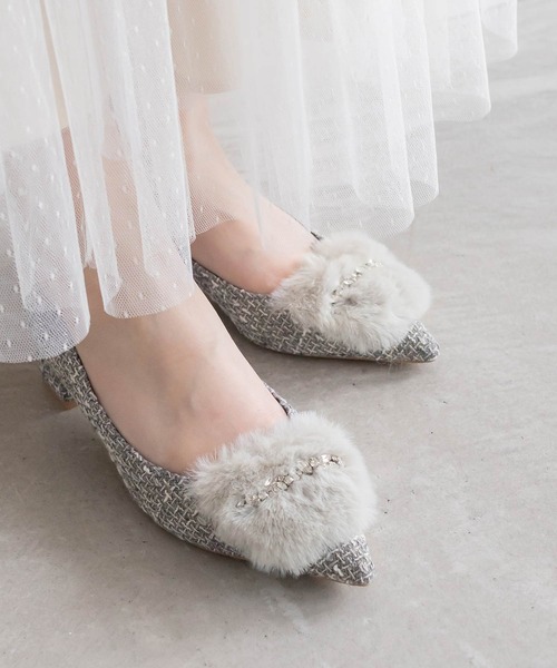 【セール】2WAY ビジュー×ファーパーツパンプス（パンプス）｜RANDA（ランダ）