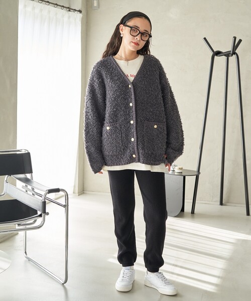 FREAK'S STORE(フリークスストア)の「リブ ニットジョガーパンツ(その他パンツ・レディース・ライトグレー/ブラック/オフホワイト・フリ-)」の7枚目の写真