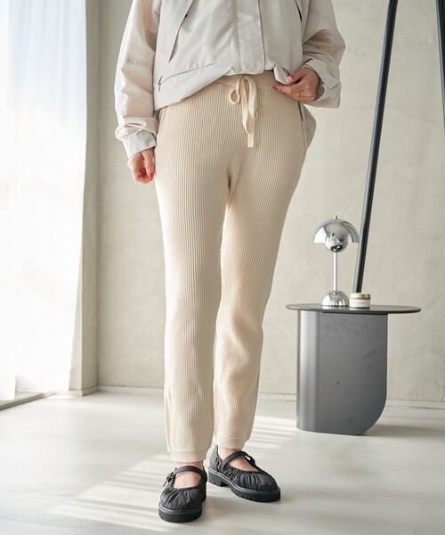 FREAK'S STORE(フリークスストア)の「リブ ニットジョガーパンツ(その他パンツ・レディース・ライトグレー/ブラック/オフホワイト・フリ-)」の14枚目の写真