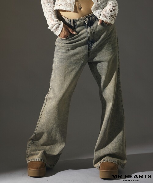 FREAK'S STORE(フリークスストア)の「限定展開 MR HEARTS/ミスターハーツ VINTAGE WASH FLARE DENIM(デニムパンツ・メンズ・ブラック/サックスブルー/ネイビー・SMALL/MEDIUM/LARGE)」の3枚目の写真