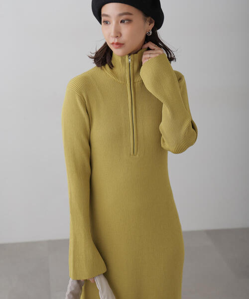 FREE'S MART（フリーズマート）の「◆ハーフジップロングニットワンピース（ワンピース・レディース・ブラック/グレー/グリーン・FREE）」の10枚目の写真