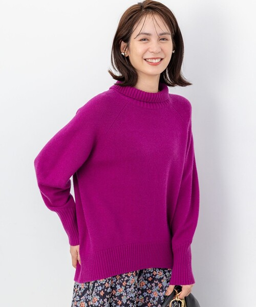 組曲(クミキョク)の「ウールカシミヤミックス ロールネックニット(ニット/セーター・レディース・ベージュ系/ピンク系/ローズ系/カーキ系9/サックスブルー系9/アイボリー系/グレー系/ブラック系/レッドパープル/グリーン/ライトグレー・F)」の9枚目の写真