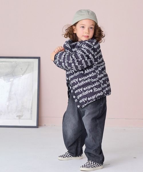 BIG FIELD（ビッグフィールド）の「総柄スタンドカラーブルゾン（ブルゾン・キッズ・ネイビー/パープル/ブラウン/ブラック・80/90/95/100/110/120/130/140/150）」の8枚目の写真