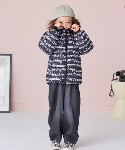 BIG FIELD（ビッグフィールド）の「総柄スタンドカラーブルゾン（ブルゾン・キッズ・ネイビー/パープル/ブラウン/ブラック・80/90/95/100/110/120/130/140/150）」の9枚目の写真