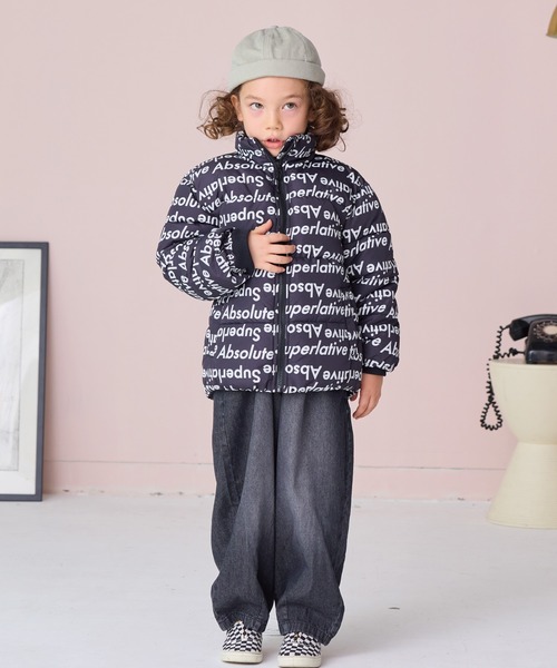 BIG FIELD（ビッグフィールド）の「総柄スタンドカラーブルゾン（ブルゾン・キッズ・ネイビー/パープル/ブラウン/ブラック・80/90/95/100/110/120/130/140/150）」の6枚目の写真