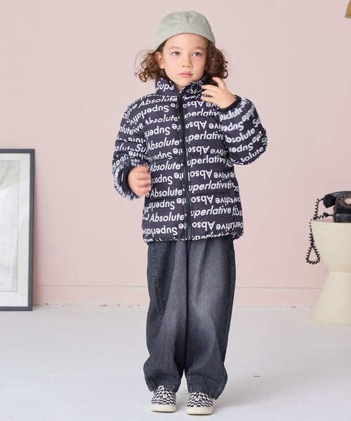 BIG FIELD（ビッグフィールド）の「総柄スタンドカラーブルゾン（ブルゾン・キッズ・ネイビー/パープル/ブラウン/ブラック・80/90/95/100/110/120/130/140/150）」の7枚目の写真