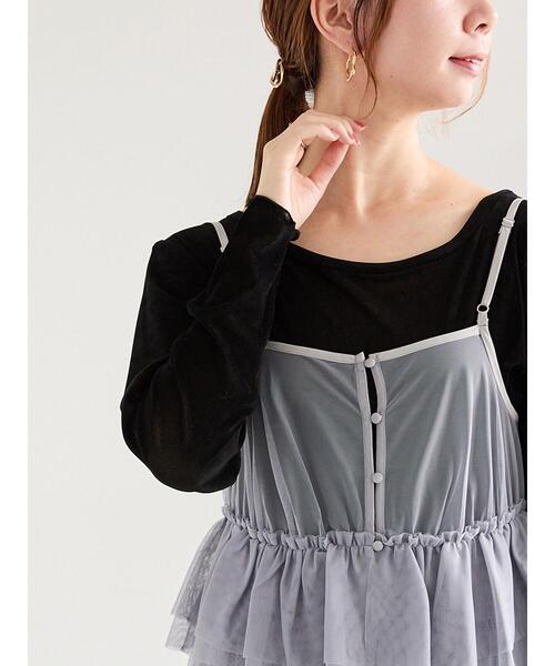 Te chichi（テチチ）の「前後2WAYシアーフロッキープルオーバー（Tシャツ/カットソー・レディース・グレー/オフホワイト/ブラック・F）」の4枚目の写真