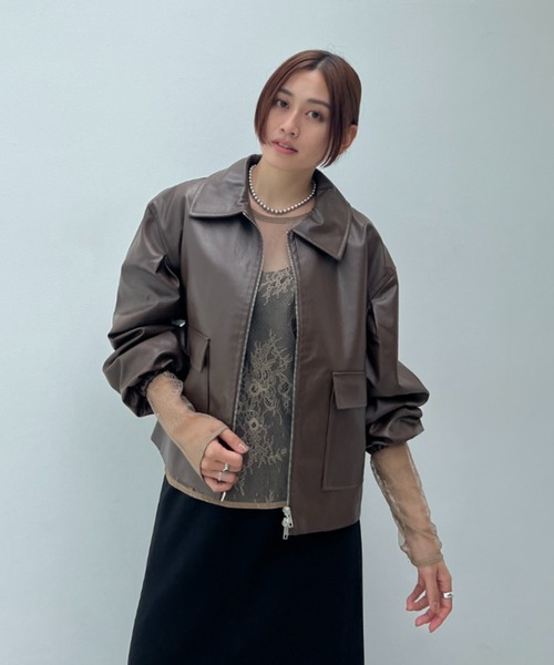 y/m（イム）の「フェイクレザーボリュームスリーブブルゾン（ブルゾン