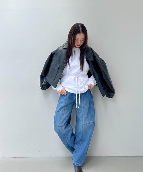 y/m（イム）の「フェイクレザーボリュームスリーブブルゾン（ブルゾン