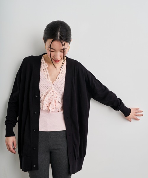 THEATRE PRODUCTS（シアタープロダクツ）の「THEATREPRODUCTSシンボルマーク刺繍カーディガン（カーディガン/ボレロ・レディース・ホワイト/ブラック/グレー・FREE）」の7枚目の写真