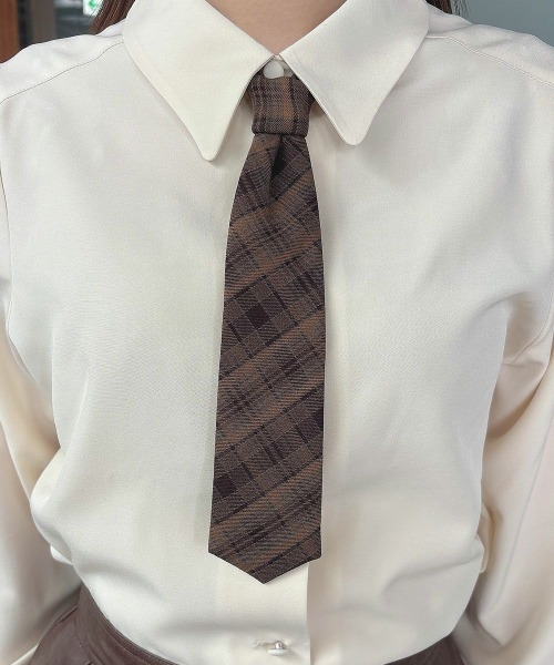 F i.n.t（フィント）の「【セットアップ対応】チェックネクタイ付き長袖シャツ/fint（シャツ/ブラウス・レディース・アイボリー/ベージュ・FREE）」の5枚目の写真