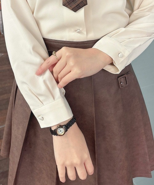 F i.n.t（フィント）の「【セットアップ対応】チェックネクタイ付き長袖シャツ/fint（シャツ/ブラウス・レディース・アイボリー/ベージュ・FREE）」の6枚目の写真