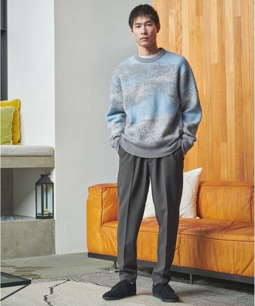 アート ジャカード クルーネック ニット