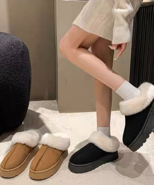 フェイクファーゴム厚底スリッパムートンブーツ（ブーツ）｜CELENA