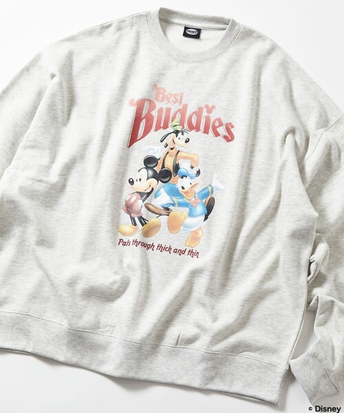 FREAK'S STORE(フリークスストア)の「限定展開 DISNEY ディズニー/別注 ビッグシルエット クルーネック プリントスウェット/Best Buddies(スウェット・メンズ・ネイビー/チャコールグレー/グレー・MEDIUM/SMALL/LARGE)」の4枚目の写真