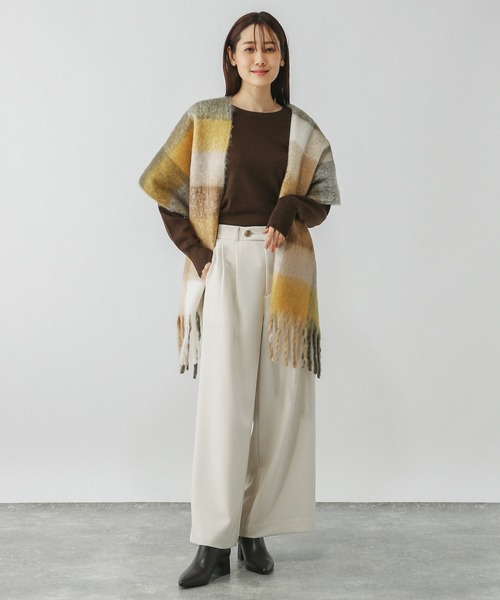 GLOBAL WORK(グローバルワーク)の「静電軽減チェックストール/145521(マフラー・レディース・イエロー/ブラック/ブルー/パープル/オレンジ・ONE SIZE)」の10枚目の写真