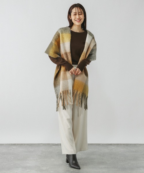 GLOBAL WORK(グローバルワーク)の「静電軽減チェックストール/145521(マフラー・レディース・イエロー/ブラック/ブルー/パープル/オレンジ・ONE SIZE)」の11枚目の写真