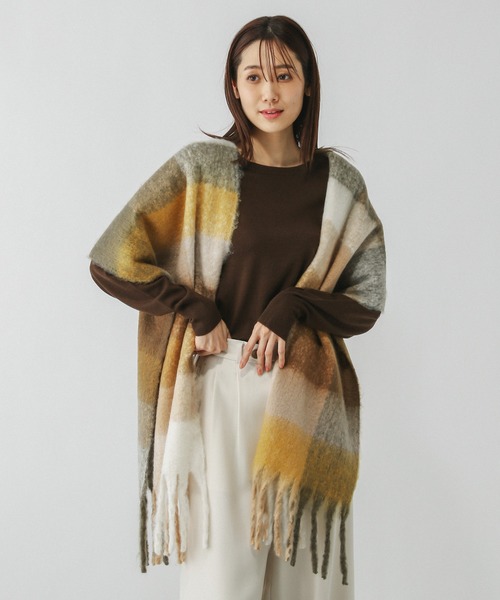 GLOBAL WORK(グローバルワーク)の「静電軽減チェックストール/145521(マフラー・レディース・イエロー/ブラック/ブルー/パープル/オレンジ・ONE SIZE)」の12枚目の写真