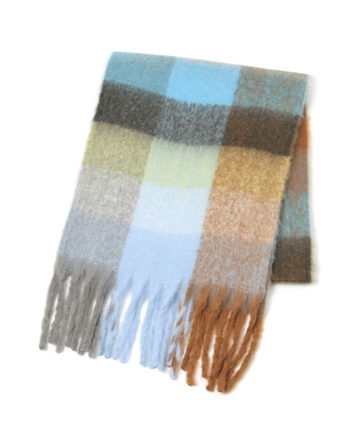 GLOBAL WORK(グローバルワーク)の「静電軽減チェックストール/145521(マフラー・レディース・イエロー/ブラック/ブルー/パープル/オレンジ・ONE SIZE)」の6枚目の写真