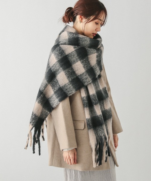 GLOBAL WORK(グローバルワーク)の「静電軽減チェックストール/145521(マフラー・レディース・イエロー/ブラック/ブルー/パープル/オレンジ・ONE SIZE)」の8枚目の写真