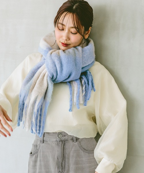 GLOBAL WORK(グローバルワーク)の「静電軽減チェックストール/145521(マフラー・レディース・イエロー/ブラック/ブルー/パープル/オレンジ・ONE SIZE)」の19枚目の写真