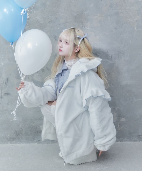 ベイビーぷりぷりパーカー ホワイト アウター ジャケット ナチュラル