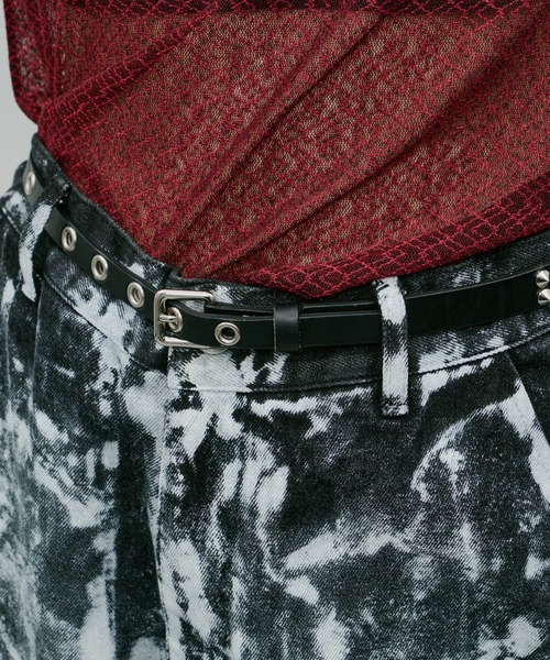 AIVER（アイバー）の「AIVER　2連スタッズレザーベルト（ベルト・メンズ・ブラック・LARGE/SMALL）」の3枚目の写真