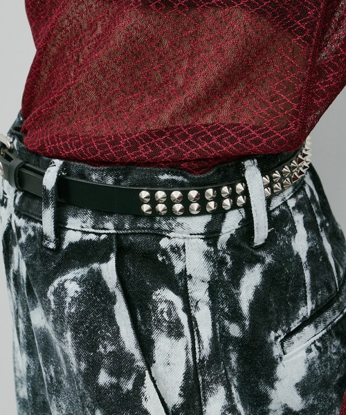 AIVER（アイバー）の「AIVER　2連スタッズレザーベルト（ベルト・メンズ・ブラック・LARGE/SMALL）」の4枚目の写真