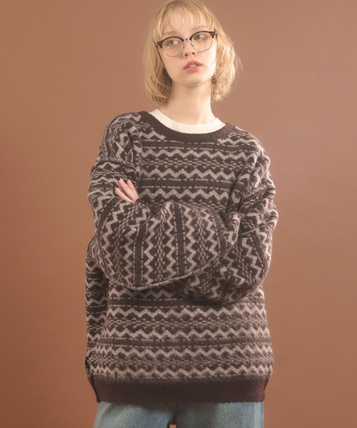 MUHET（ミュエータ）の「リバーシブルジャガードニット（ニット/セーター・レディース・チャコールグレー/ブラウン・X-LARGE/MEDIUM）」の20枚目の写真