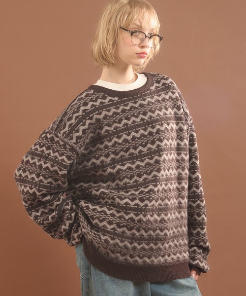 MUHET（ミュエータ）の「リバーシブルジャガードニット（ニット/セーター・レディース・チャコールグレー/ブラウン・X-LARGE/MEDIUM）」の21枚目の写真