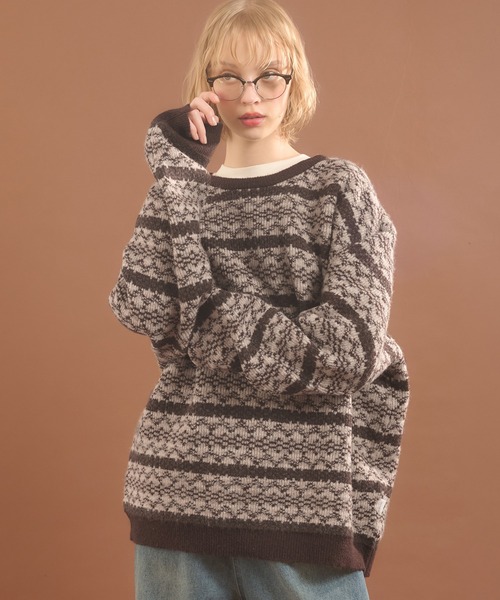 MUHET（ミュエータ）の「リバーシブルジャガードニット（ニット/セーター・レディース・チャコールグレー/ブラウン・X-LARGE/MEDIUM）」の18枚目の写真