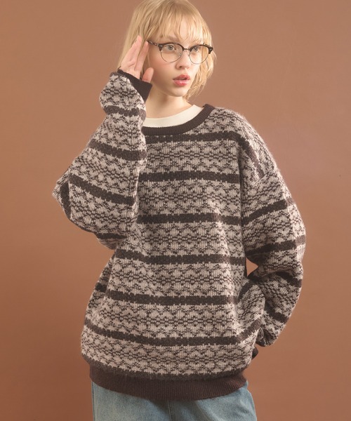 MUHET（ミュエータ）の「リバーシブルジャガードニット（ニット/セーター・レディース・チャコールグレー/ブラウン・X-LARGE/MEDIUM）」の19枚目の写真
