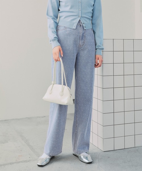 titivate(ティティベイト)の「ドット/カラーストレートデニムパンツ(デニムパンツ・レディース・アイボリー/ブルー系その他/ブラウン/ピンク・SP/S/M/L)」の4枚目の写真