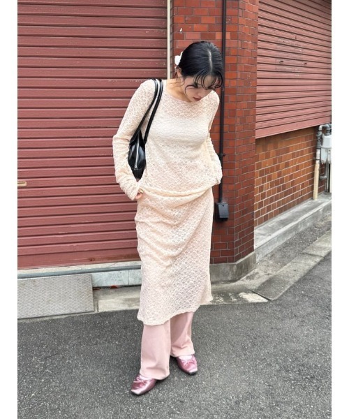 light blue striped elegant and refined コットンパンツ セール】ドット/カラーストレートデニムパンツ（デニムパンツ