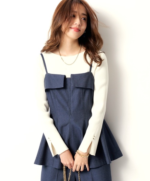 JUSGLITTY レイヤードカットチュニック JUSGLITTY（ジャスグリッティー） レイヤードカットチュニック （黒）